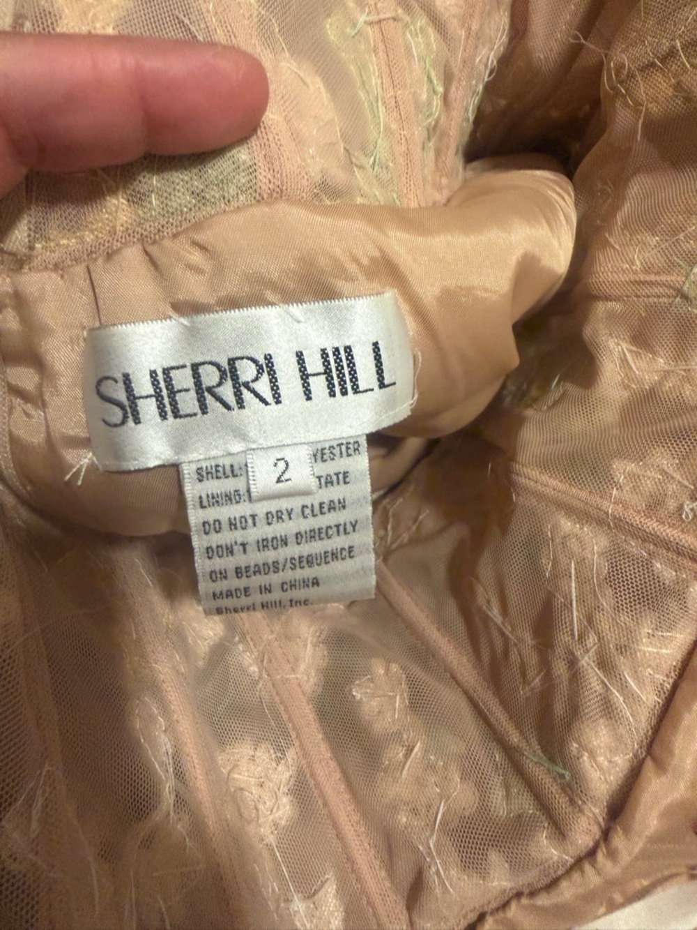 Sherri Hill Strapless Floral Appliqué Cocktail Dress in Blush, Yellow & Mint - Picture 13 of 15
